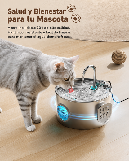 Fuente de Agua Premium para Perros y Gatos de Acero Inoxidable
